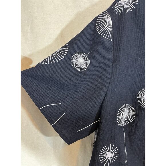 Emery Rose Navy Tunic Blouse 2XL Dandelion Print - Picture 2 of 5